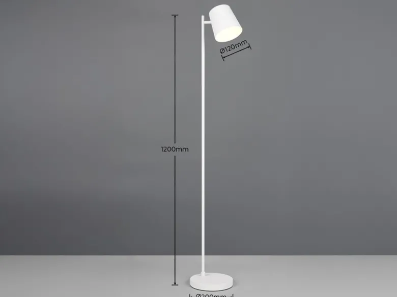 Kleine Akku Stehlampe BLAKE kabellos - dimmbar, Metall Weiß, Höhe 125cm
