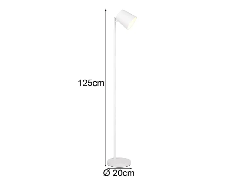 Kleine Akku Stehlampe BLAKE kabellos - dimmbar, Metall Weiß, Höhe 125cm