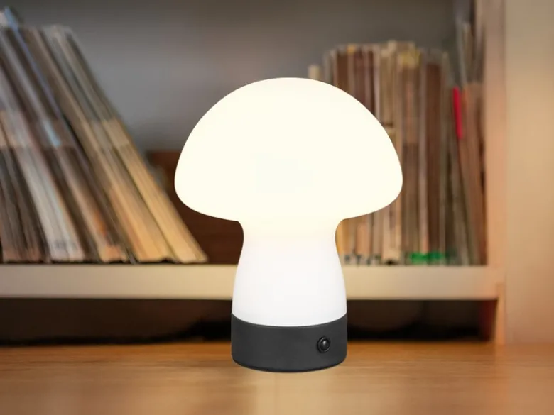 Kleine Akku Tischlampe DOOLEY aus Glas Weiß, Höhe 18cm