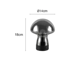 Kleine Akku Tischlampe DOOLEY aus Rauchglas, Höhe 18cm