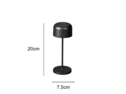 Kleine Akku Tischleuchte LILLE per USB aufladbar, Schwarz Höhe 20cm