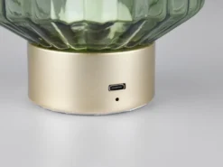 Kleine Akku Tischleuchte LORD mit Glas Lampenschirm Grün, Höhe 19cm
