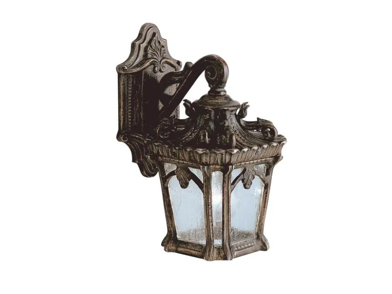 Kleine antike Außenwandleuchte TOURNAI hängend Bronzefarbig, Höhe 27cm