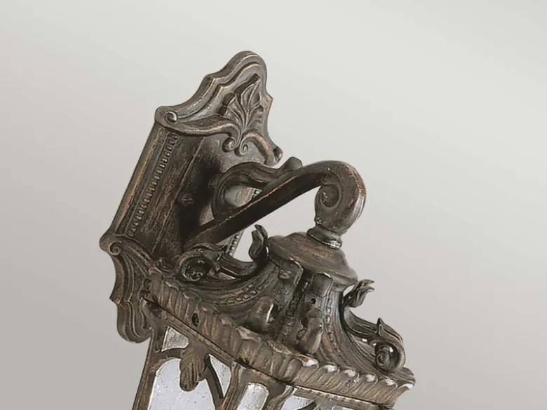 Kleine antike Außenwandleuchte TOURNAI hängend Bronzefarbig, Höhe 27cm