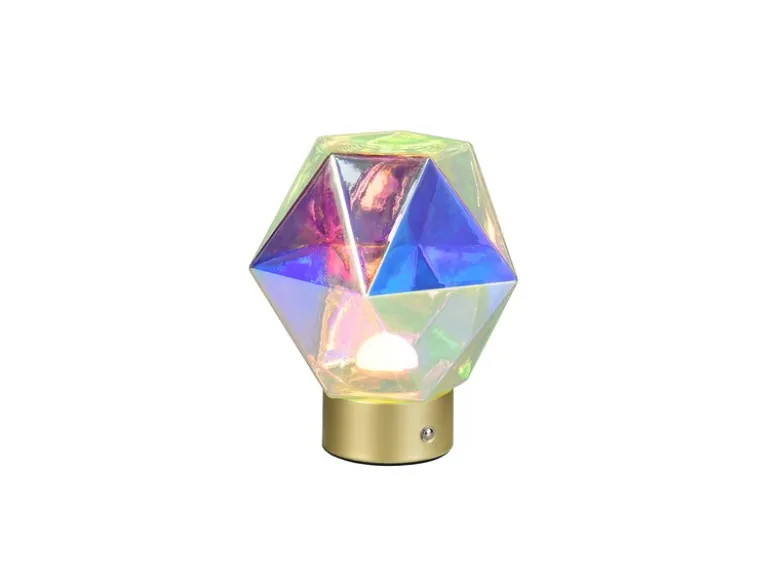 Kleine ausgefallene Akku Tischleuchte Glas bunt, USB aufladbar, Höhe 17,5cm