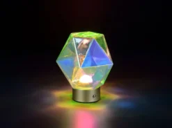 Kleine ausgefallene Akku Tischleuchte Glas bunt, USB aufladbar, Höhe 17,5cm