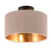 Kleine Deckenleuchte JULIETA mit Samt Lampenschirm Beige Gold, Ø 30cm
