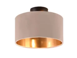 Kleine Deckenleuchte JULIETA mit Samt Lampenschirm Beige Gold, Ø 30cm