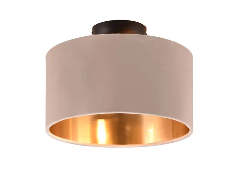 Kleine Deckenleuchte JULIETA mit Samt Lampenschirm Beige Gold, Ø 30cm