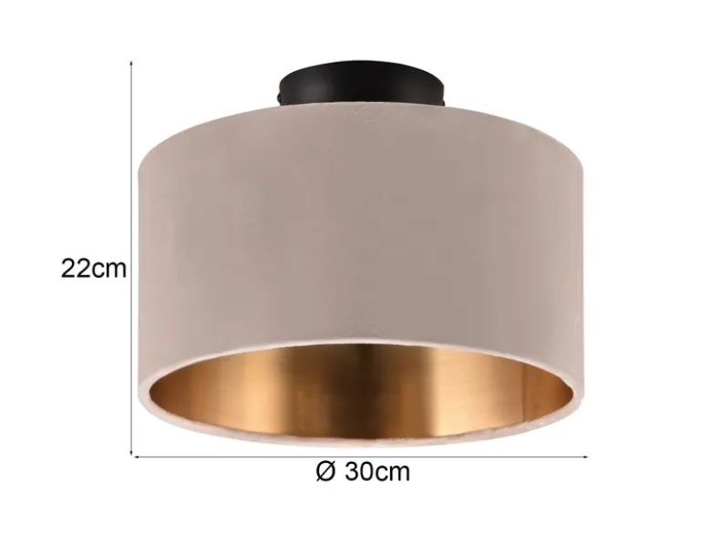 Kleine Deckenleuchte JULIETA mit Samt Lampenschirm Beige Gold, Ø 30cm