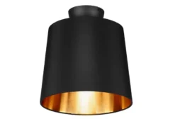 Kleine Deckenleuchte LAUREA mit Stoff Lampenschirm Schwarz Gold Ø 30cm