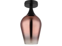 Kleine Deckenleuchte LAVUS mit Glas Lampenschirm Kupferfarbig, Ø 15cm