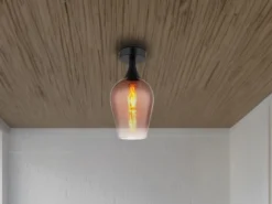 Kleine Deckenleuchte LAVUS mit Glas Lampenschirm Kupferfarbig, Ø 15cm