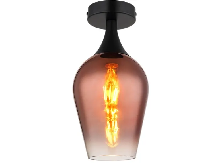 Kleine Deckenleuchte LAVUS mit Glas Lampenschirm Kupferfarbig, Ø 15cm