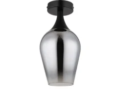 Kleine Deckenleuchte LAVUS mit Rauchglas Lampenschirm, Ø 15cm