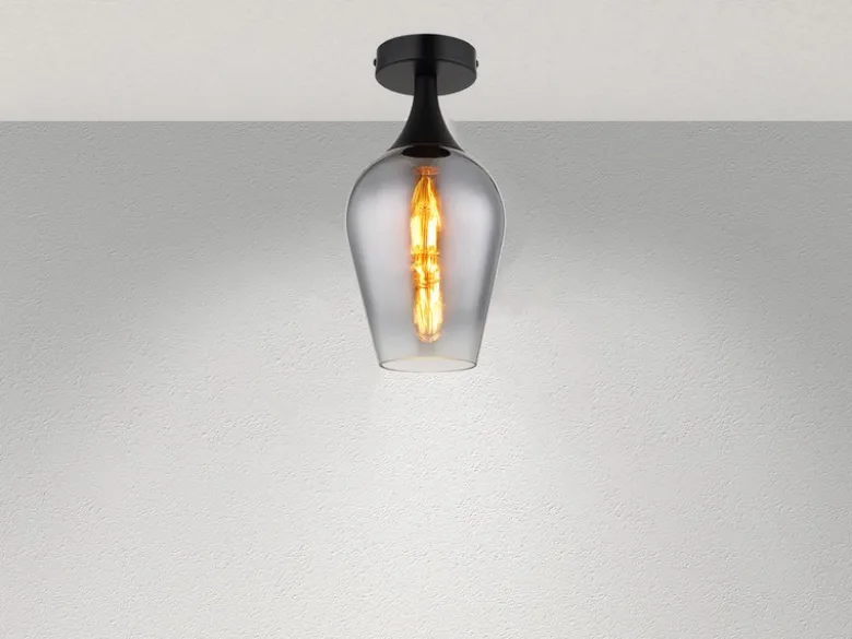 Kleine Deckenleuchte LAVUS mit Rauchglas Lampenschirm, Ø 15cm