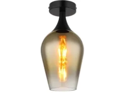 Kleine Deckenleuchte LAVUS mit Glas Lampenschirm Gold, Ø 15cm