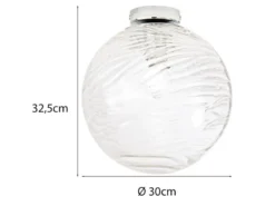 Kleine Deckenleuchte NEREIDE Glaskugel Wellenmuster Transparent, Ø 30cm