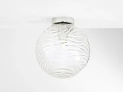 Kleine Deckenleuchte NEREIDE Glaskugel Wellenmuster Transparent, Ø 25cm