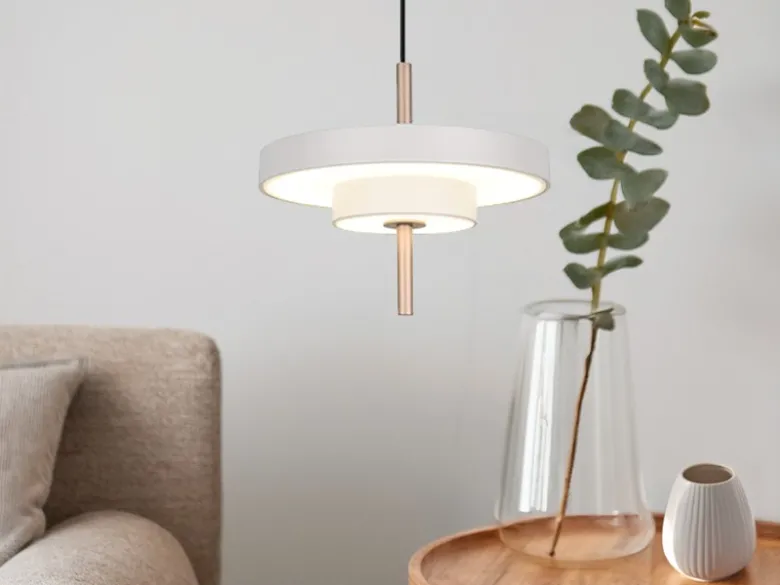 Kleine dimmbare LED Pendelleuchte KEATON im modernen Design, Hellgrau Ø 20cm