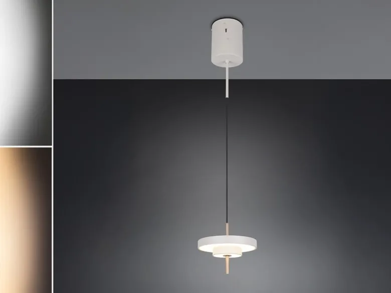 Kleine dimmbare LED Pendelleuchte KEATON im modernen Design, Hellgrau Ø 20cm