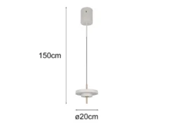 Kleine dimmbare LED Pendelleuchte KEATON im modernen Design, Hellgrau Ø 20cm