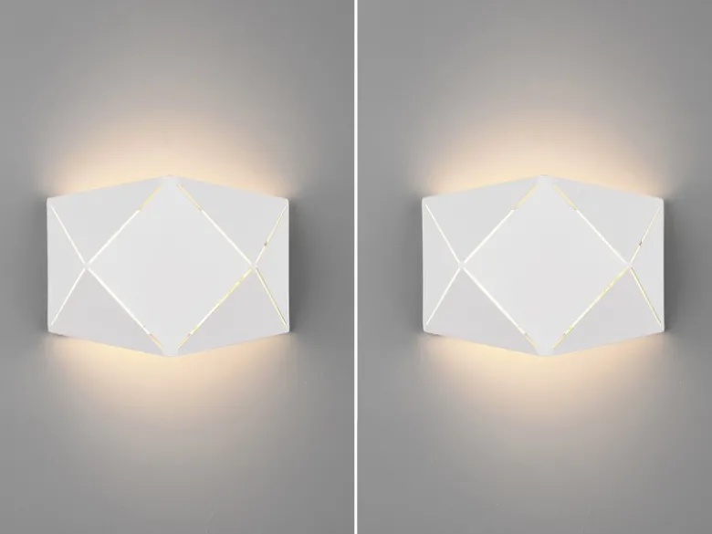 Kleine geometrische LED Wandlampen 2er SET mit Lasercut Muster, Breite 18cm