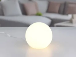 Kleine Glas Kugel Tischlampe PINGPONG Weiß Ø 20cm