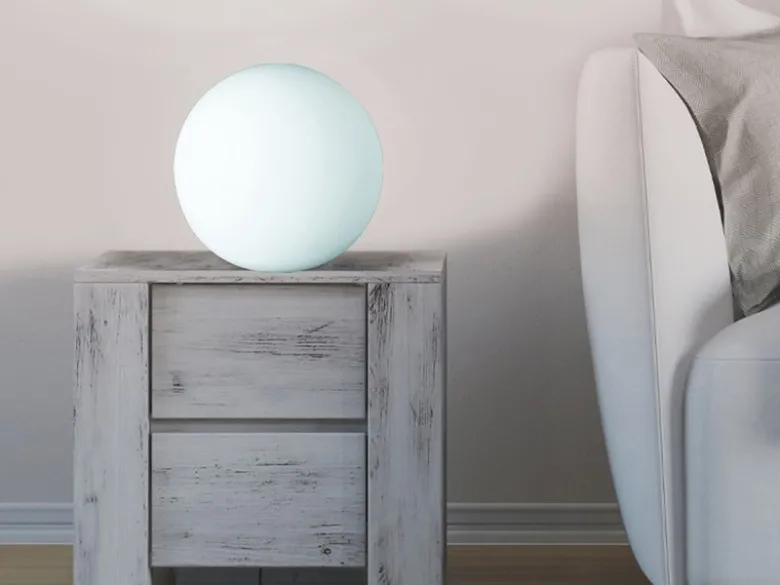 Kleine Glas Kugel Tischlampe PINGPONG Weiß Ø 20cm