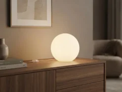 Kleine Glas Kugel Tischlampe Weiß Ø 20cm inkl. E27 LED