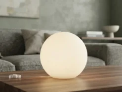 Kleine Glas Kugel Tischlampe Weiß Ø 20cm inkl. E27 LED