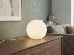Kleine Glas Kugel Tischlampe Weiß Ø 20cm inkl. E27 LED