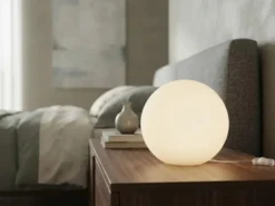 Kleine Glas Kugel Tischlampe Weiß Ø 20cm inkl. E27 LED