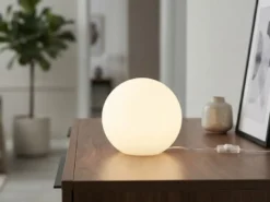 Kleine Glas Kugel Tischlampe Weiß Ø 20cm inkl. E27 LED