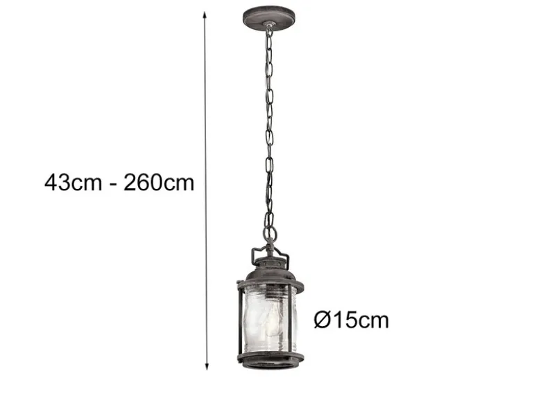 Kleine Industrial Pendelleuchte ASHLAND BAY für Innen & Außen, Anthrazit Ø15cm