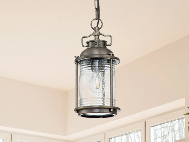 Kleine Industrial Pendelleuchte ASHLAND BAY für Innen & Außen, Bronze Ø15cm
