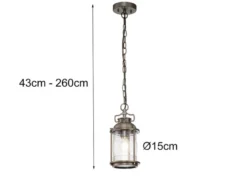 Kleine Industrial Pendelleuchte ASHLAND BAY für Innen & Außen, Bronze Ø15cm