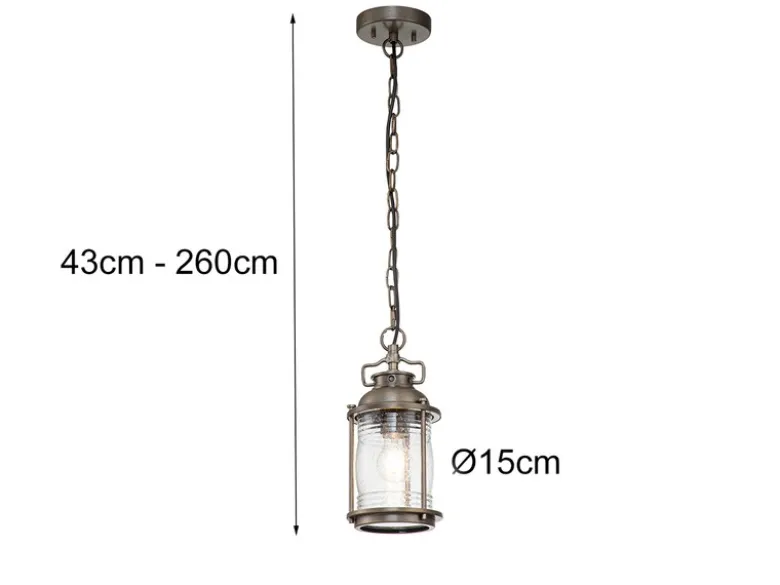 Kleine Industrial Pendelleuchte ASHLAND BAY für Innen & Außen, Bronze Ø15cm