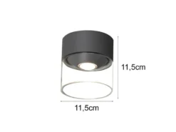Kleine LED Außendeckenleuchte VARESE Anthrazit mit Glas Ø 11cm