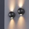 Kleine LED Außenwandleuchte AVISIO Up and Down, Kugel in Schwarz Ø 10cm