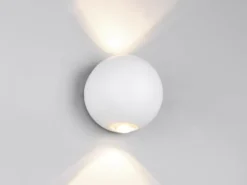 Kleine LED Außenwandleuchte AVISIO Up and Down, Kugel in Weiß Ø 10cm