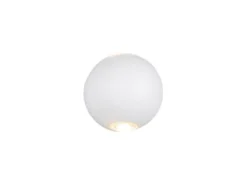 Kleine LED Außenwandleuchte AVISIO Up and Down, Kugel in Weiß Ø 10cm