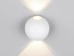 Kleine LED Außenwandleuchte AVISIO Up and Down, Kugel in Weiß Ø 10cm