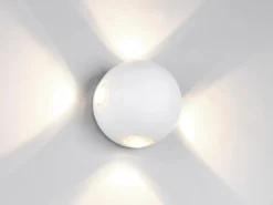 Kleine LED Außenwandleuchte AVISIO 4 flammig, Kugel in Weiß Ø 10cm