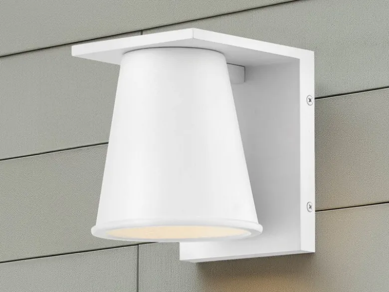 Kleine LED Außenwandleuchte HANS Weiß, Salzluft resistent, Höhe 15,5cm