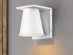 Kleine LED Außenwandleuchte HANS Weiß, Salzluft resistent, Höhe 15,5cm