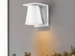 Kleine LED Außenwandleuchte HANS Weiß, Salzluft resistent, Höhe 15,5cm