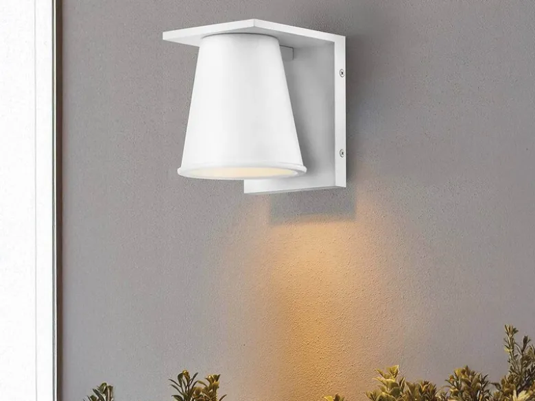Kleine LED Außenwandleuchte HANS Weiß, Salzluft resistent, Höhe 15,5cm