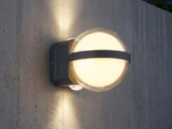 Kleine LED Außenwandleuchte ILLI Kugel aus Aluminium in Anthrazit, Höhe 11cm