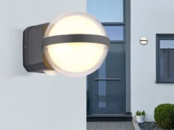 Kleine LED Außenwandleuchte ILLI Kugel aus Aluminium in Anthrazit, Höhe 11cm